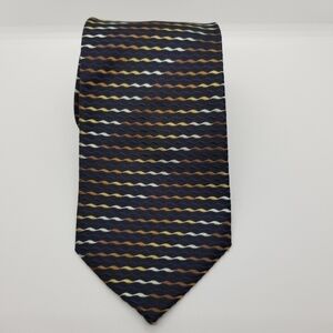 Fabio Fazio handmade black silk tie multicolor squiggles